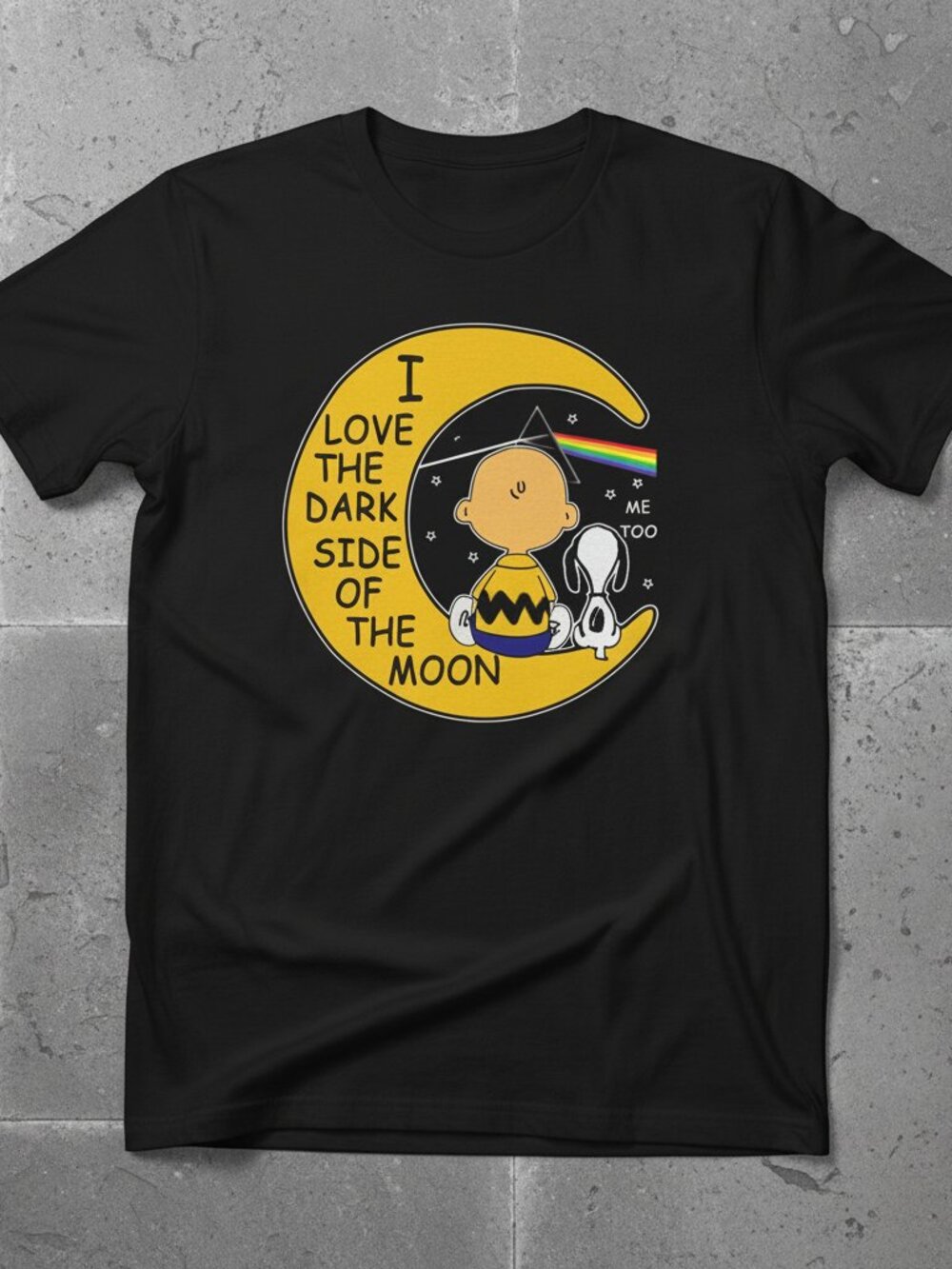 Funny Charlie Brown Snoopy Pink Floyd Inspired T-Shirt | Dark Side of the Moon